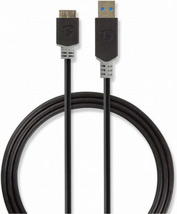 Nedis CCBW61500AT20 - USB A naar USB 2.0 micro kabel - 200 cm - Grijs
