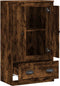 vidaXL - Hoge - kast - 60x35,5x103,5 - cm - bewerkt - hout - gerookt - eikenkleurig