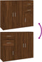 vidaXL - Dressoir - 91x29,5x75 - cm - bewerkt - hout - bruin - eikenkleur