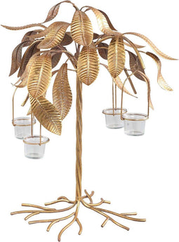 PTMD Linigo Kandelaar Theelichthanger - 40 x 39 x 55 cm - Ijzer - Goud