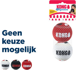 KONG Signature Speelballen L - steviger dan tennisballen - niet schurend materiaal - speelbal voor honden (2 stuks)