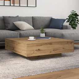 vidaXL - Salontafel - met - LED-verlichting - Artisan - Eiken - 100x100x31 - cm