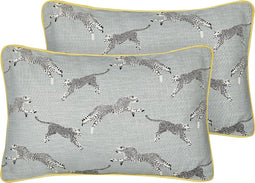 ARALES - Sierkussen set van 2 - Grijs - 30 x 50 cm - Katoen