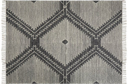 ARBAA - Laagpolig vloerkleed - Zwart - 160 x 230 cm - Katoen