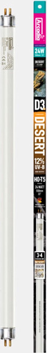 Arcadia D3 + Reptile T5 Lamp 12% Uvb 56Cm 24 Watt