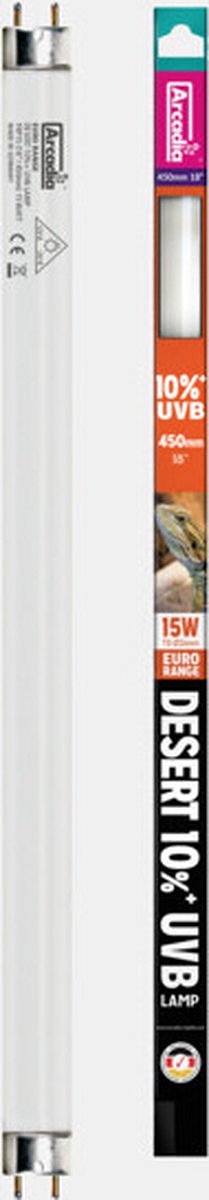 Arcadia Euro-Range Desert 10% Uv T8 Lamp 45Cm 15 Watt