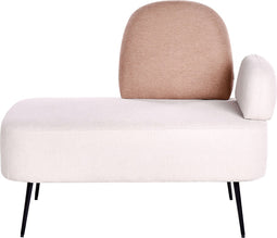 ARCEY - Chaise longue - Beige/Bruin - Rechtszijdig - Stof