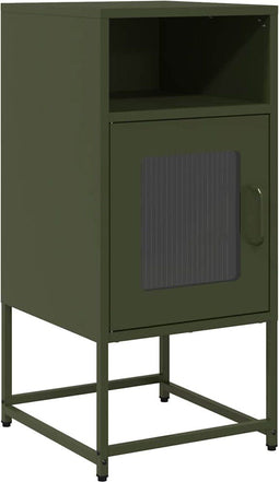 vidaXL - Nachtkastje - 36x39x78 - cm - koudgewalst - staal - olijfgroen