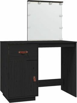 vidaXL - Kaptafel - met - LED - 95x50x133,5 - cm - massief - grenenhout - zwart