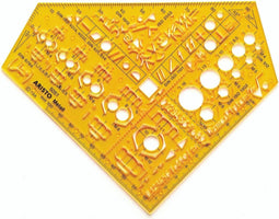 Aristo metaalbewerking sjabloon - afmetingen 155x155mm - met inktnoppen - oranje transparant - AR-5051