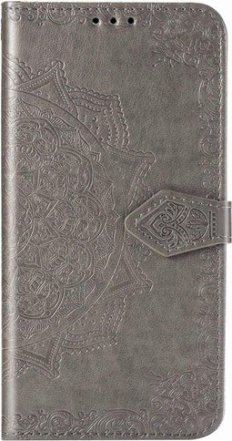 Hoesje Met Pasjeshouder Geschikt voor Xiaomi Mi 10 Pro / Mi 10 - Mandala Bookcase - Grijs