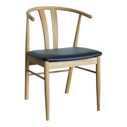 Artenara Dining Chair - Dining Chair, Oak Wood With Pu Seat Natural/black - Set Of 2