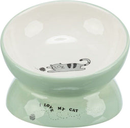 Trixie Voerbak / Drinkbak Kat Verhoogd Keramiek Salie / Wit