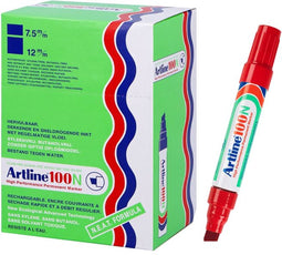 ARTLINE 100 NEAT - Permanent Marker - Doos van 12 stuks - 7,5-12mm Lijndikte - Rood