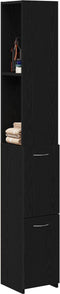 vidaXL - Badkamerkast - Zwart - Eiken - 25x25x170 - cm - Gelaagd - Hout