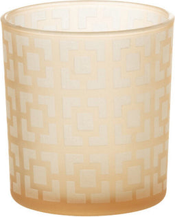 J-Line theelichthouder Vierkanten - glas - beige - small - 3 stuks