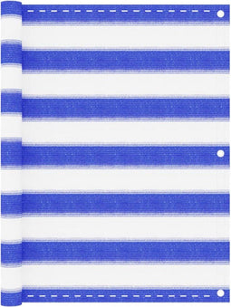 vidaXL - Balkonscherm - 75x600 - cm - HDPE - blauw - en - wit