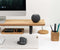 Oakywood Desk Shelf - Massief Eiken / Zwart - Echt Hout Dual Monitor Standaard Beeldschermverhoger Clean Desk Ergonomisch Stijlvol