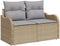 vidaXL - 2-Zits - Tuinbank - met - Kussens - Beige - Poly - Rattan