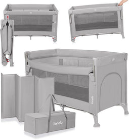 Lionelo Ellen - Reisbedje 3 in 1 - Aanschuifbedje Campingbed - Grijs