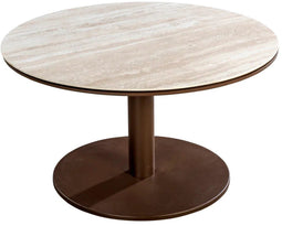 Yoi - Millor side table dia. 80x40 cm aluminium bronze/travertin