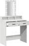 vidaXL - Kaptafel - met - LED-verlichting - - - Wit, - 79x41x140 - cm
