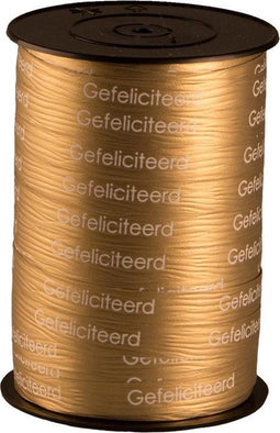 Gefeliciteerd Cadeaulint Goud- 250m - inpaklint - krullint - sierlint - verjaardag - jubileum - kerst