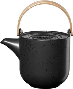 ASA Kuro Theepot met houten handvat Porselein Zwart