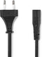 Nedis Stroomkabel - Euro Male - IEC-320-C1 - Recht - Recht - Vernikkeld - 2.00 m - Gekruld - PVC - Zwart - Envelop