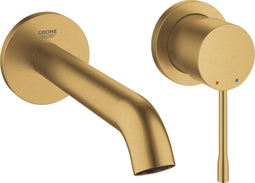 GROHE Essence New - Wandgemonteerde Inbouw Wastafelkraan - Mat goud - Waterbesparend (zonder inbouwdeel)