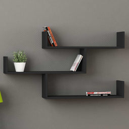 Asir - Wandplank - Antraciet - 67 x 120 x 22 cm