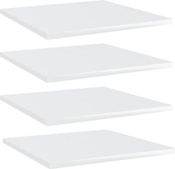 vidaXL - Wandschappen - 4 - st - 40x40x1,5 - cm - bewerkt - hout - hoogglans - wit