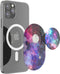 PopSockets PopGrip - Telefoonbutton en Standaard compatibel met een magnetische ring voor iPhone 12 en hoger - Blauw Nebula