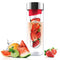 Asobu Flavour It Drinkbeker - Glas - Incl. Fruitinfuser - 480 ml - Rood/Zilver