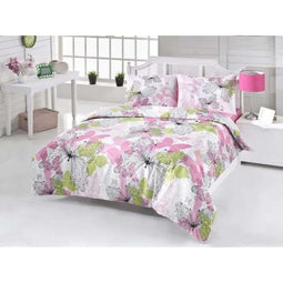 Beddengoedset - 1 dekbedovertrek 220 x 240 cm + 2 kussenslopen 60 x 60 cm - 65% katoen 35% polyester - Roze