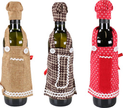 Assorti schort+muts voor fles 23x13cm - 12 stuks