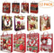 Assortiment van 12 kerstcadeauzakjes met touwhandvaten en bijpassende cadeau-etiketten - 4 Grote (31 x 40 cm), 4 Middelgrote (26 x 32 cm) en 4 Kleine (18 x 24 cm)