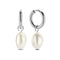 CO88 Collection Oorbellen Dames - Oorringen Met Hanger - Parel Oorbellen - 9x7mm - Ø11mm - Staal - Zilverkleurig - 8CE-70425