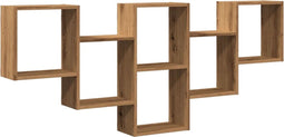 vidaXL - Wandschap - 159x18x66 - cm - bewerkt - hout - artisanaal - eikenkleurig