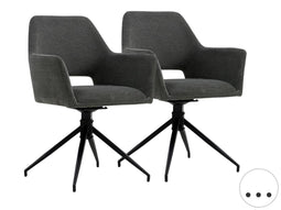 Multifurn Tess Eetkamerstoel - Duopack - Comfortabele zitting - Linnen Antraciet
