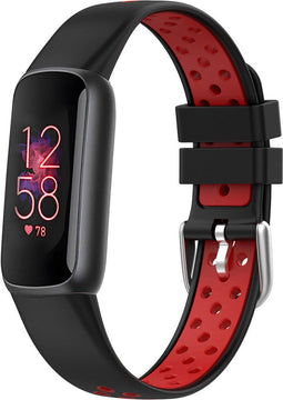 iMoshion Bandje Geschikt voor Fitbit Luxe/Rood - iMoshion Siliconen sport band zilveren gesp zonder pinnetje - Zwart