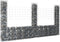 vidaXL - Schanskorf - U-vormig - met - 4 - palen - 380x20x150 - cm - ijzer