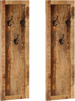 vidaXL - Wandkapstokken - 2 - st - met - 3 - haken - massief - mangohout