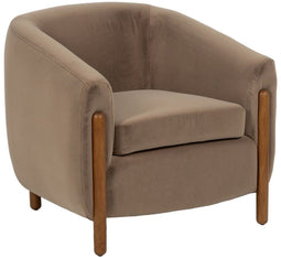 Leunstoel Natuurlijk Taupe Rubberwood Foam Weefsel 87 x 80 x 81 cm