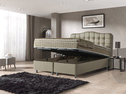 Dreamhouse Boxspringset Marrakech 160x200 | Taupe Kunstleer | Opbergboxspring