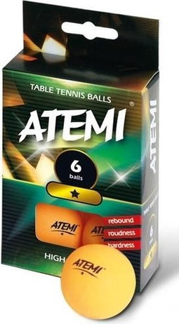 Atemi Tafeltennisbal ATEMI 1 ster oranje/6 st..