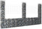 vidaXL - Schanskorf - U-vormig - met - 3 - palen - 260x20x150 - cm - ijzer