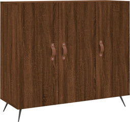 vidaXL - Dressoir - 90x34x80 - cm - bewerkt - hout - bruin - eikenkleur