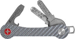 Keycabins Multitool Sleutelhouder - Key Organizer tot en met 12 Sleutels - Keychain Sleutelhanger met Bieropener - Carbon - Zilver