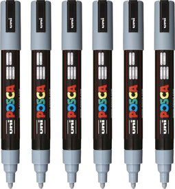 Verfstift Posca PC5M medium grijs | 6 stuks